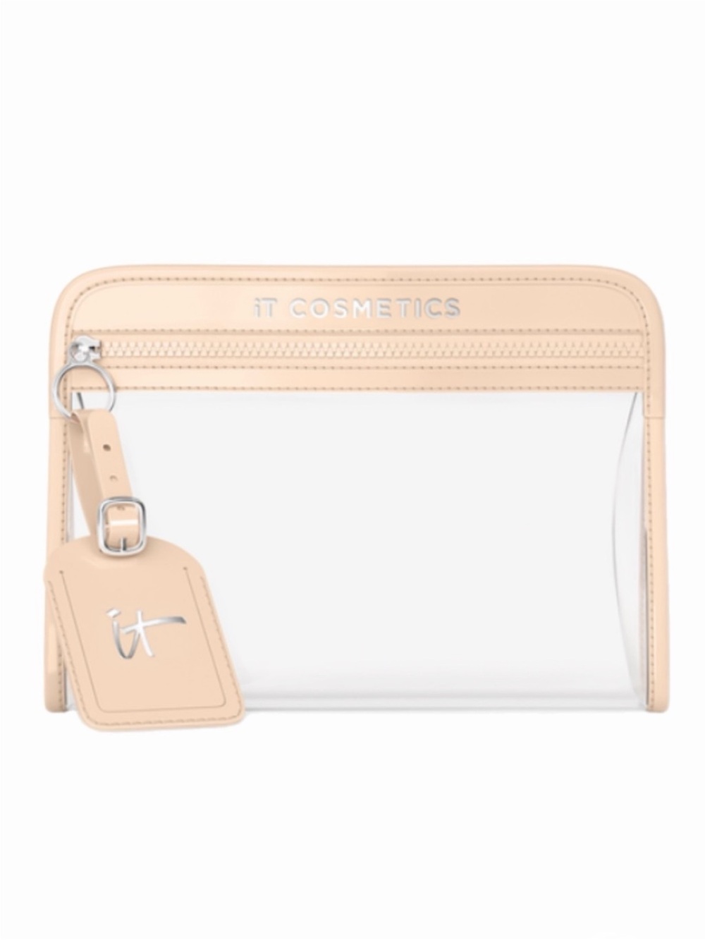4/$15 it cosmetics Clear Cosmetic Pouch with Nude Trim